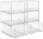 Sorbus Clear Stackable Storage Drawers with Pull-Out Bins (Large, 6 Pack) by Sorbus