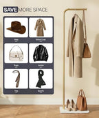 Coat Rack, L-Shaped Freestanding Metal Clothes Stand with Sintered Stone Base, Stable & Sturdy Storage for Coats, Hats, Bags, and Scarves, Ideal for Entryway, Office, and Bedroom, 15.7" x 9.8" x 67" - Image 3