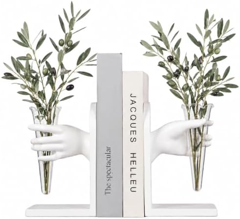 Vintage White Hand Shaped Book Ends, Decorative Bookends for Shelves by Unknown