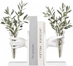 Vintage White Hand Shaped Book Ends, Decorative Bookends for Shelves by Unknown