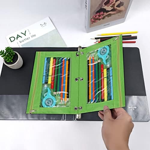 YoeeJob Pencil Pouch for 3 Ring Binder, Zipper Pencil Pouches Bulk, Pencil Case Pouch with Clear Window for Class, School, Office, Green, 24 Packs - Image 5