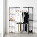 Amazon Basics Expandable Metal Hanging Closet Organizer and Storage Rack Wardrobe with Shelves, 57-80''L x 14''W x 72''H, Bronze - Image 2