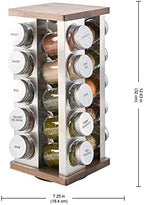Kamenstein 20 Jar Vintage Revolving Countertop Spice Rack Organizer with Spices Included, FREE Spice Refills for 5 Years, Wood and Stainless Steel with Metal Caps - Image 3