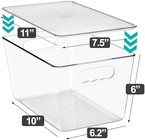 Sorbus Clear Storage Bins with Lids for Kitchen (Large, 10 Pack) - Image 5