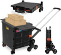 Foldable Utility Cart with Stair Climbing Wheels,Collapsible Rolling Crate with Magnetic Lid Telescopic Cover,Adjustable Telescoping Handle,360° Rotate Wheel Hand Cart for Teacher Shopping Moving by ZIYOULANG
