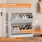 White Hidden Shoe Storage Cabinet for Entryway with 2 Flip Drawers - Image 6