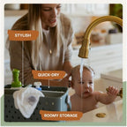 Parker Baby Co. Quick-Dry Bath Caddy Organizer with Handle - Snow, Large - Image 3
