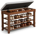 SolidWood Entryway Shoe Rack Storage Bench, Flip-Top Soft-Close Lid, 39.4'' by Drogenble