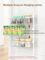 Delamu Over The Door Pantry Organizer, 8-Tier Pantry Door Organizers and Storage with Adjustable Basket, Metal Hanging Spice Rack, Seasoning Organizer, Door Organizer for Home Kitchen Bathroom, White - Image 4