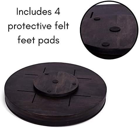 BIRDROCK HOME Wooden Lazy Susan Turntable - Spice Rack Organizer for Kitchen Table, Dining, Pantry and Countertop - Rotating Tray for Condiments - with Burnished Iron Accents - 18" Large, Black - Image 6
