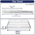 Pull Out Cabinet Organizer, 25.5" W x 21.5" D, Heavy Duty Chrome Slide Out Shelf for Wide Base Cabinets, Sliding Wire Basket Drawer for Pots, Pans, Appliances & Pantry Storage - Image 2