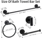 Matte Black Bathroom Hardware Accessories Towel Bar Set 5 Pieces - Image 2