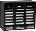 VEVOR Literature Organizers, 24 Compartments Office Mailbox with Adjustable Shelves, Wood Literature Sorter 29x12x24.4 inches for Office, Home, Classroom, Mailrooms Organization, EPA Certified Black by VEVOR