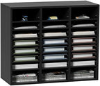 VEVOR Literature Organizers, 24 Compartments Office Mailbox with Adjustable Shelves, Wood Literature Sorter 29x12x24.4 inches for Office, Home, Classroom, Mailrooms Organization, EPA Certified Black by VEVOR