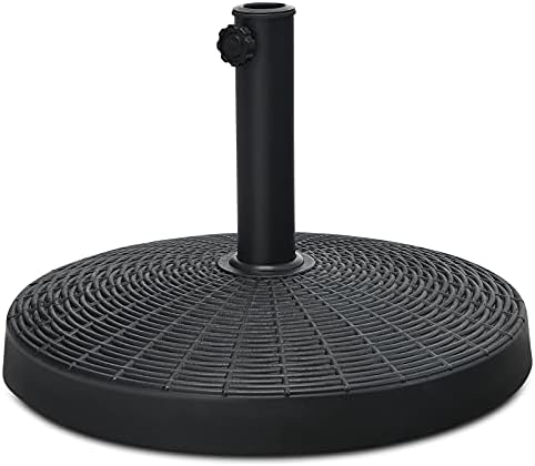 Tangkula 49 LBS Patio Umbrella Base, 20.5 Inch Outdoor Umbrella Stand W/Rattan Design, Adjustable Knob, Round Umbrella Holder for Backyard, Market Entrance, Poolside by TANGKULA