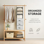 6-Shelf Hanging Closet Organizer with 3 Fabric Drawers, Silver Gray - Image 5