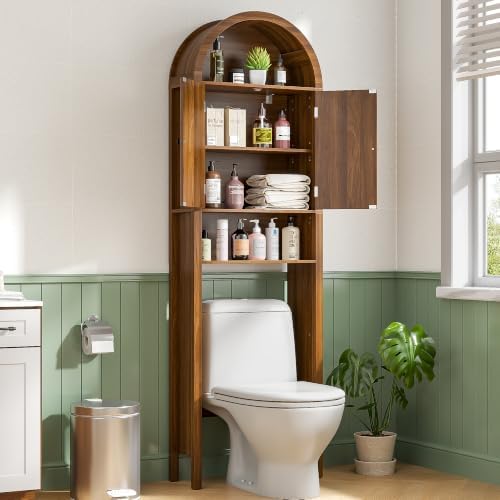 Arched Over The Toilet Storage Cabinet with Acrylic Doors, Bathroom Shelf - Image 6
