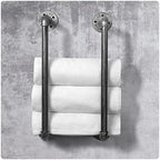 HouseAid Industrial Pipe Towel Rack, Farmhouse Bathroom Towel Storage Holder, Vintage Style Towel Organization, Wall Mounted, Antique Silver - Image 3