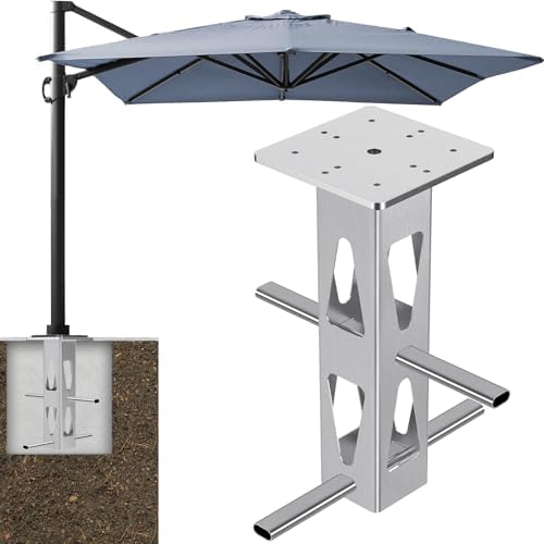 Dolibest Heavy Duty In-Ground Umbrella Base, Universal Steel Rustproof Steel Ground Umbrella Stand, Space-Saver Steel Anchor for Outdoor Offset Cantilever and Middle Pole Patio Umbrellas by Dolibest