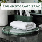 Karibiber Natural Marble Serving Tray, 11.8in Marble Round Tray, Green Stone Bathroom Tray for Countertop, Decorative Vanity Trays, Coffee Table Trays, Jewelry & Perfume Holder - Image 6