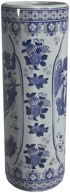 Red Lantern 24" Ladies Blue & White Porcelain Umbrella Stand - Image 6