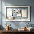 SOFE Chicken Wire White Framed Bulletin Boards, 18×29" Wood Grid Shelf by SOFE