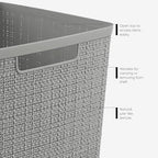 Curver Set of 8 Slim 6.8L Jute Decorative Plastic Organization and Storage Baskets - Perfect Bins for Home Office, Closet Shelves, Kitchen Pantry and All Bedroom Essentials, Grey - Image 4