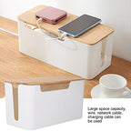 Cable Management Box Small Cord Hider Box with Wooden Lid for Tv Wires Routers Computers Cables Home and Office - Image 4