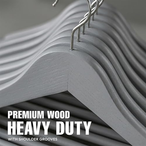 Utopia Home Wooden Hangers 30 Pack – Slim Suit Hangers Grey - Image 6