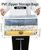 10 PCS Clear Zippered Storage Bags with Handle, Sweater Storage with Zipper, Foldable Closet Organizer Bed Sheet Organizer, Cube Plastic Organizer, Bag, Bin for Clothes,Towel-20 * 16 * 12 - Image 2
