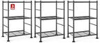 Sakugi 3-Pack Storage Shelves - 3-Tier Metal Wire Shelf Organizer, Slim Shelf Rack with Adjustable Feet for Laundry Room, Kitchen, Garage Organization, 18.2" x 12.3" x 30.4", Black by Sakugi