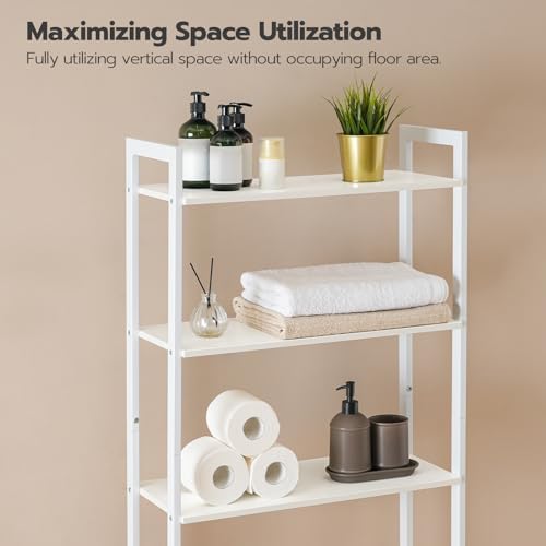 HOOBRO Over The Toilet Storage, 3-Tier Bathroom Organizer Shelf Over Toilet, Freestanding Bathroom Storage Shelves, Space Saver, Easy to Assemble for Room, White WT41TS01 - Image 4
