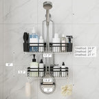 Shower Caddy Hanging for Bathroom Organizers and Storage - 3-Tier Adjustable Anti-Swing Shower Organizer Hanging with Heavy-Duty Suction Cups, Damage-Free Rustproof (Black) - Image 7