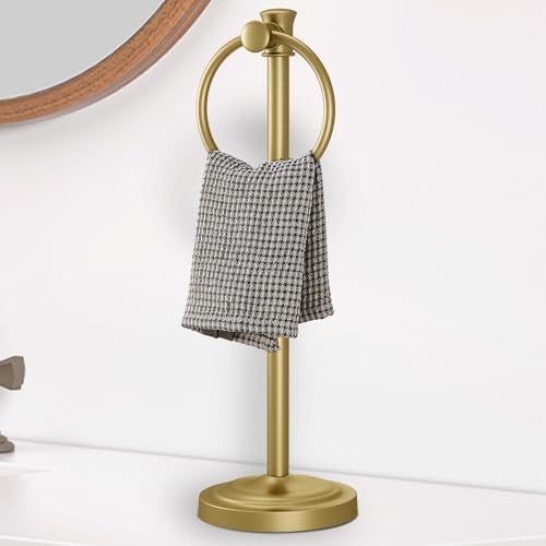 Hoimpro Hand Towel Holder Stand Free Standing Towel Bar Brushed Gold by Hoimpro