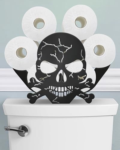 Skull Toilet Paper Holder Stand, Decorative Toilet Paper Storage by Wigag