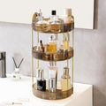 Aveniee Rotating Makeup Organizer for Vanity, 3 Tier Perfume Organizers and Storage for Bathroom Countertop, Clear Spinning Skincare Counter Shelf Holder for Dresser,Brown by Aveniee