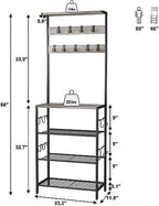 HOMEFORT Coat Rack with Shoe Storage, 5-Tier Shoe and Coat Rack with 9 Clothes Hooks, Freestanding Hall Tree Organizer for Entryway, Bedroom,Grey - Image 2