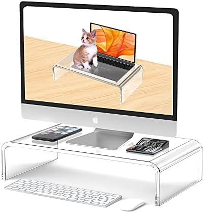 Acrylic Monitor Stand Riser Clear Laptop Stand Riser L16 xW7.5 xH4 by Beimu