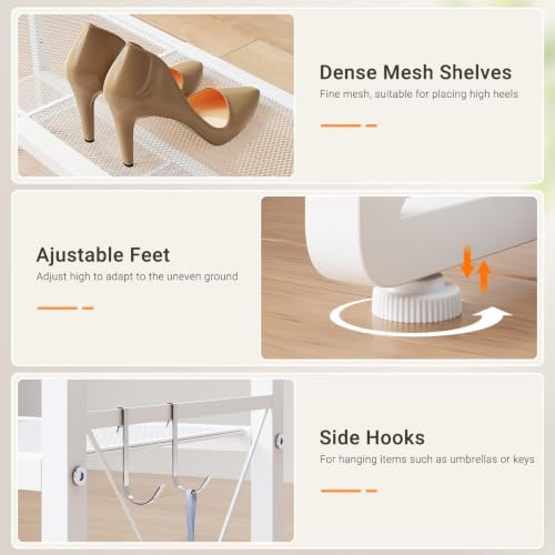 ELYKEN Expandable Shoe Rack for Closet, 2-Tier Metal White Shoe Organizer - Image 7
