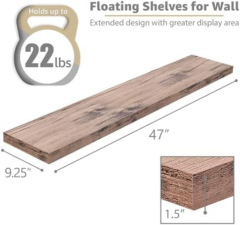 Sorbus Floating Shelves for Wall Storage (48 Inch, 2 Pack, Mahogany) - Image 3