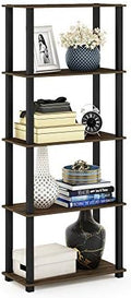 Furinno TURN-S-TUBE Book Shelf, 5-Tier Toolless Storage Shelves with Square Tubes, Shelving Unit for Organization and Storage for Living Room, Home Office, Columbia Walnut by Furinno-FitsYourSpaceFitsYourBudget