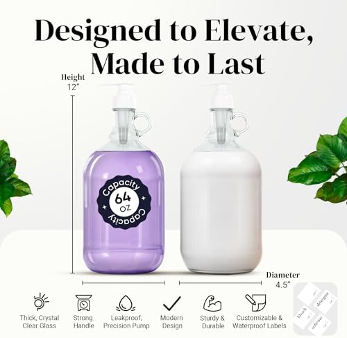 Homesphere Glass Laundry Detergent Dispenser, 2-Pack 64oz Pump Jars - Image 4