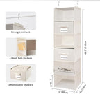 BrilliantJo 2 Pack 6 Shelves Hanging Closet Organizer with 2 Drawer, Hanging Storage with 4 Side Pockets for Clothes Shoes, 43.5"x12"x12"(Beige) - Image 3