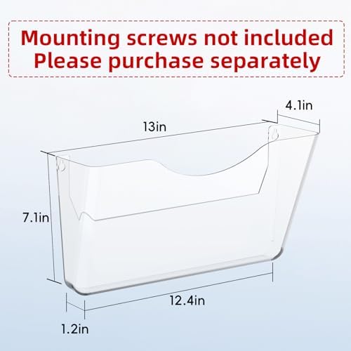 Clear Acrylic Wall File Holder, 6 Pack Wall Mount Single Pocket Organizer - Image 3