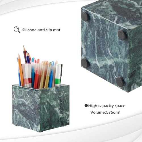 3.93 Inch Square Natural Marble Makeup Brush Holder & Toothbrush Holder - Image 3