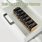 Belt Organizer, 7 Compartments Belt Organizer for Closet and Drawer, Bamboo Tie and Belt Storage Case, Belt Holder Box for Men/Women (Wooden, 7) - Image 4