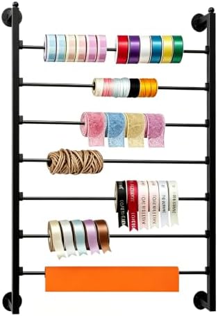 Xbsyhx 7 Tier Wall Mount Ribbon Organizer, Metal Rack for Craft Room by Unknown