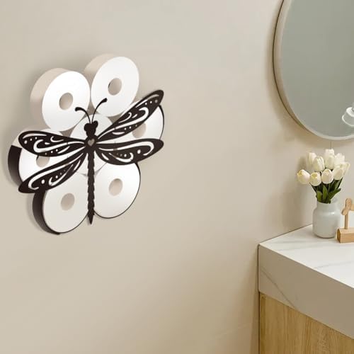 WADORN Funny Dragonfly Metal Toilet Paper Holder, Black Dragonfly Decorative Metal Toilet Paper Storage for Extra 8 Rolls Funny Freestanding Insect Wall Mounted Organizer for Restroom Bathroom Home - Image 6