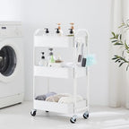MAX Houser 3-Tier Rolling Utility Cart with Caster Wheels,Easy Assembly, for Kitchen, Bathroom (White) (Pack of 3) - Image 2
