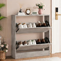 Grey Hidden Shoe Storage Cabinet for Entryway with 2 Flip Drawers by Boonatu